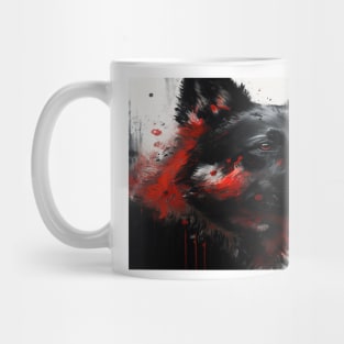 Abstract Splash Painting Of A Dog In Black And Red Colours Mug